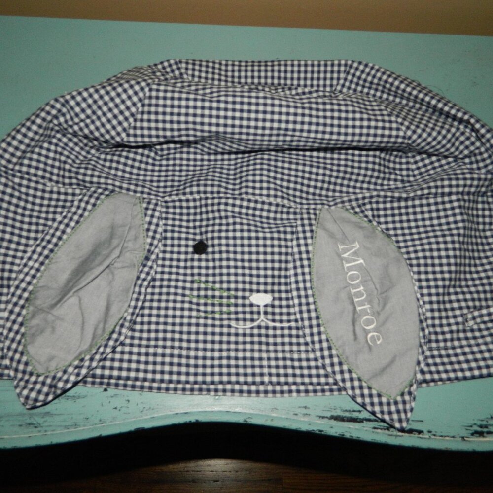 Pottery Barn Kids Gingham Long Ear Easter Basket Liner "Monroe" Sz L (OO-5)